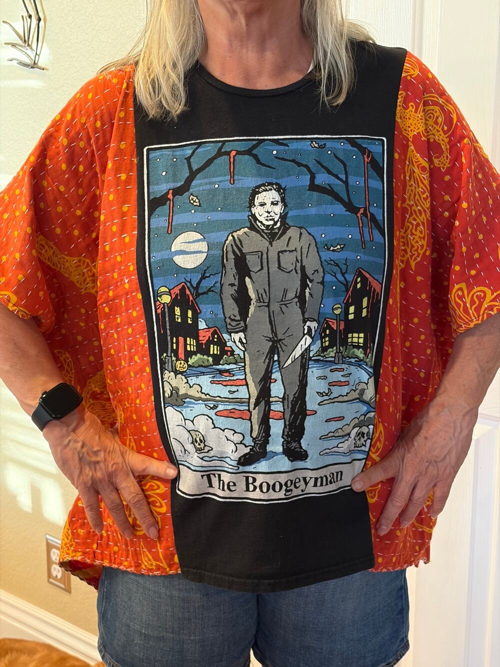 The Boogeyman Halloween Upcycled Kantha Tunic Top Shirt OS